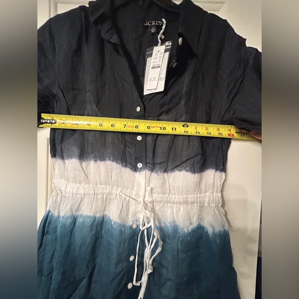 NWT J Crew Cerise shirtdress in dip-dyed ramie Size 10 - Picture 8 of 12